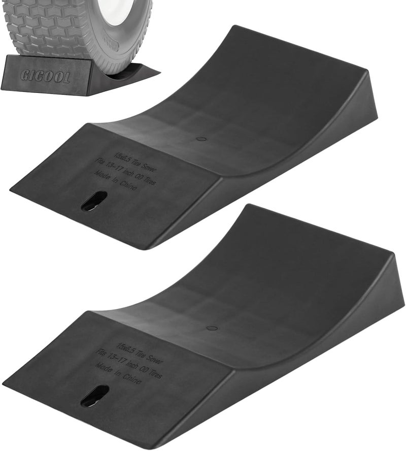 GICOOL 2-Pack Tire Saver Ramp for 13-17" Tire and Wheel, Flat-Free & Tubeless Tire Protector to Prevent Flat Spots Caused by Long Storage Parking for Riding Lawn Mower Garden Tractor - Image 1